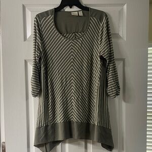 Chico's Olive and Cream Striped Tunic